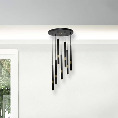 Lámpara colgante LED Monza negro/oro 7 luces
