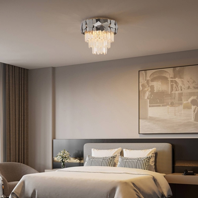 Lucande Miraia lámpara de techo de cristal, espejo