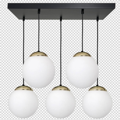 Lámpara colgante Sparta opalino negro oro 5 luces