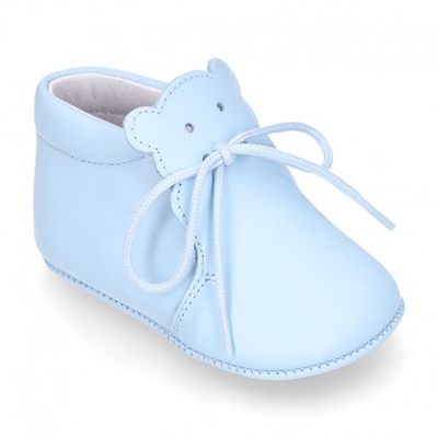 Botita Badana Bebé Osito En Piel Napa. 18 Celeste