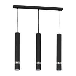Lámpara colgante Rondo negro/cromo 3 luces largo en oferta