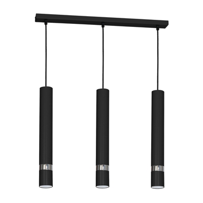 Lámpara colgante Rondo negro/cromo 3 luces largo