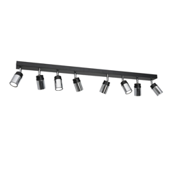 Foco de techo Net en negro/cromo, 8 luces en oferta