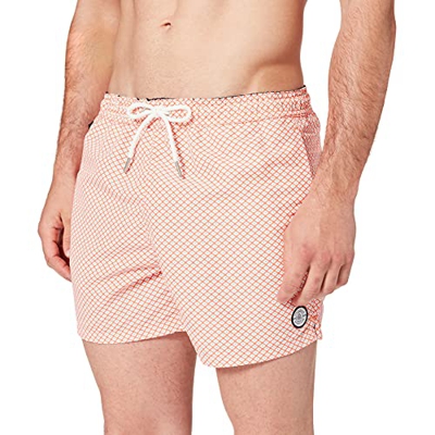 Springfield Mosaico Bañador para Hombre, Estampado Naranja, M