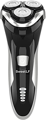 SweetLF Afeitadora Eléctrica Rotativa Uso en Húmedo y Seco para Hombre con Cortapatillas Desplegable Máquina de Afeitar Recargable Afeitadora con Cabl