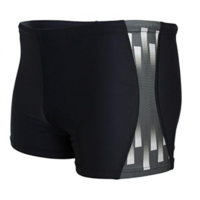 Aquarti Bañador con Rayas en los Laterales para Hombre, Negro/Gris, XL