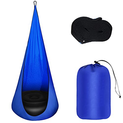 Manfore Hamaca para niños, saco colgante, cueva para niños, hecha de nailon hilado, adecuado para niños y adultos, para uso en interiores y exteriores