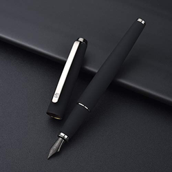 Pluma Estilográfica Negra Mate con Punta Extrafina, Serie Warrior, Diseño Clásico con Convertidor y Caja de Regalo de Metal de Hongdian precio