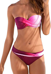 EUDOLAH Bikini Push Up Mujer Chica con Capestro Sets Traje de Baño Retorcido Linda para Piscina Playa d-Rosa,L precio