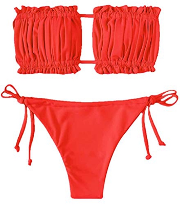 Yutdeng Mujer Traje de Baño Push up Conjuntos de Bikini 2 Piezas Ropa de Baño Triangular Bikinis Cintura Baja Brasileño Sexy Tanga Ajustable Color Lis