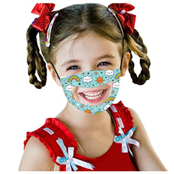 Niños Niñas Transparente_Mascarillas, Poliéster y PVC_Mascara, 3D Estéreo Hermosa Diseño Sin Posicionamiento Impresión,Cómodo, Respirable Ajustable Du en oferta