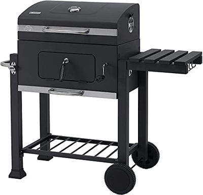 Barbacoa de carbón/parrilla carro esmaltada, antracita/acero inoxidable