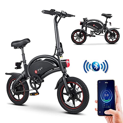 DYU Bicicleta eléctrica Ebike, Bicicleta eléctrica Plegable, Motor de 250 W, batería de 10 Ah, Alcance de hasta 25 km/h, Carga máxima de 120 kg, Plega