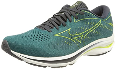 Mizuno Wave Rider 25, Zapatillas de Running Hombre, Harbor Blue/Lime Green/India Ink, 43 EU
