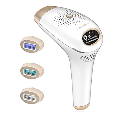 Depiladora IPL, depiladora láser para mujeres y hombres con 500.000 flashes permanente sin dolor, dispositivo removedor de vello para bikini facial to