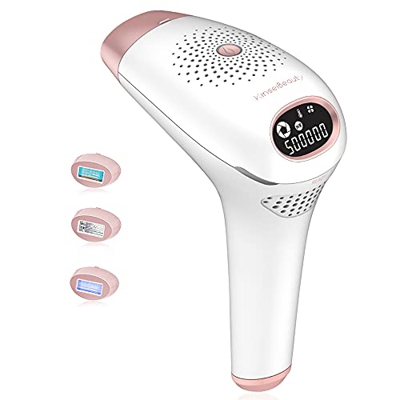 Depiladora IPL, depiladora láser para mujeres y hombres con 500.000 flashes permanente sin dolor, dispositivo removedor de vello para bikini facial to