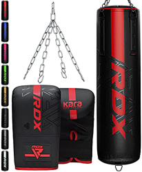 RDX Saco de Boxeo Adulto Relleno 5ft 4ft, 3PC Cuero Maya Hide Anti Swing Punching Bag Set con Guantes Cadena, Bolsa Punch Pesada para Artes Marciales  en oferta