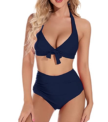 UMIPUBO, Conjuntos de Bikinis para Mujer, Trajes de baño divididos de Cintura Alta, Traje de baño Halter, Ropa de Playa de Dos Piezas, Adecuado para V