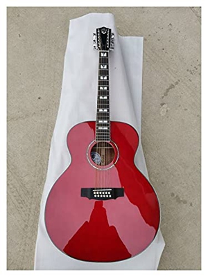 FKKLGNBDR Guitarra F512 Guitarra 12 String Acoustic Electric Guitar Guild Guild Guitar Gloss Red Acoustic Guitar Apto para Jugadores en Todas Las etap