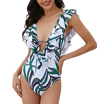 CMTOP Sexy Mujer Bikinis 2021 Conjunto De Frill Bikini Traje De Baño con Volantes Bikini Cuello en V Bañador de Baño de Una Pieza Verano