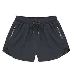 Meerway Bañador Hombre Bañadores de Natación para Hombre Pantalón Cortos Shorts Trajes de Baño Cortos 2 in 1 Quick Dry Cremallera Bolsillo Negro en oferta