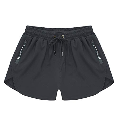 Meerway Bañador Hombre Bañadores de Natación para Hombre Pantalón Cortos Shorts Trajes de Baño Cortos 2 in 1 Quick Dry Cremallera Bolsillo Negro