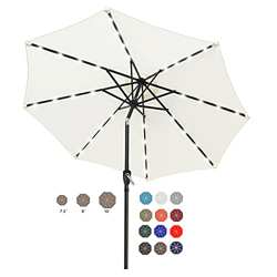ABCCANOPY Sombrilla de jardín inclinable de 280 cm, con 32 luces LED solares, para jardín, cubierta, piscina, playa de arena, beige claro precio