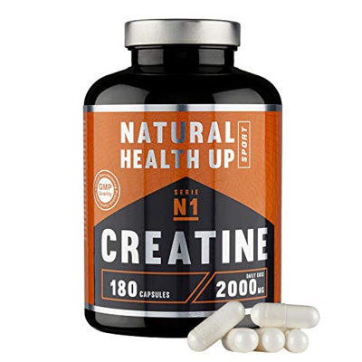 Creatina monohidratada para aumentar la masa muscular y el rendimiento deportivo - Suplemento deportivo de creatina en cápsulas para mejorar la fuerza