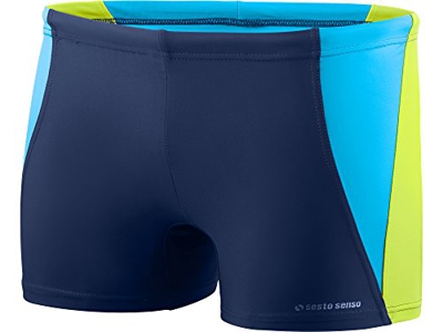Sesto Senso Bañador de natación para hombre 371 (Navy/Azul/Lima, XL)