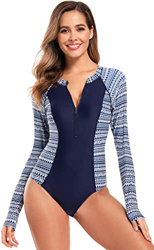 SHEKINI Traje de Baño de una Sola Pieza para Mujer Traje de Baño de Manga Larga Protector Solar (M, Azul Oscuro) características