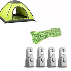 4pcs Stainless Steel Automatic Lock Hook,Self-Locking Free Knot Easy Tighten Rope Kit with 5m Rope,Tent Tensioners Rope Adjuster,for Lanyard Hanger,Bi precio