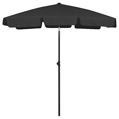 FAMIROSA Sombrilla de Playa Negro 180x120 cm-2,45KG
