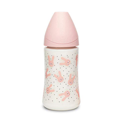 Suavinex Biberón Premium Tetina Redonda de Silicona 3 Posiciones 0% BPA, 270ml, Rabbit Rosa en oferta