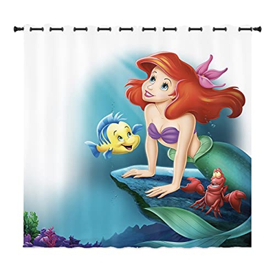 Bfrdollf Cortinas opacas con ojales para dormitorio, diseño de princesas Disney (2,150 × 166 (ancho x alto)