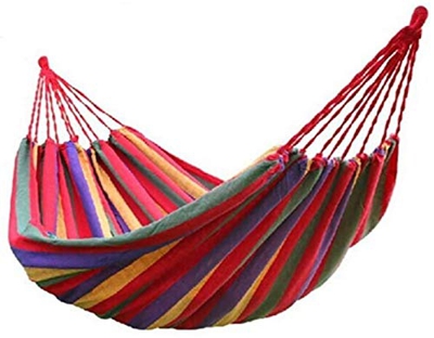 Sammious 200 * 100 cm Hamacas de algodón al Aire Libre una Persona portátil compacta Hamaca de Viaje de Viaje con Cuerdas de árboles y Bolsa de Transp