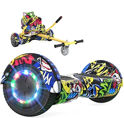 FUNDOT Hoverboards con Asiento,Hoverboards con Silla,hoverkart para Hoverboards 6.5 Pulgadas, Hoverboards con Hermosas Luces LED, Hoverboardss con Alt
