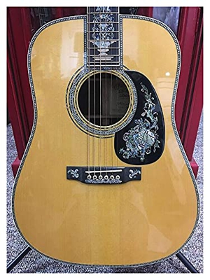 MLKJSYBA Guitarra Sólido Adirondack Top Todos los sólidos Dreadnought Guitar Deluxe Full Abulone Professional Acoustic Guitar Apto para Jugadores en T