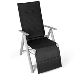 Vanage Silla de Jardín, Camping, Terraza y Balcon, Silla con Reposapiés, Plegable, con o sin Acolchado en Negro o Gris características