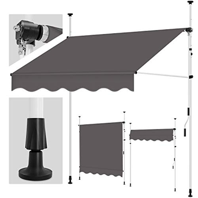 tillvex Toldo Manual portátil de balcón Patio 300 cm | Toldo Ajustable con manivela para balcón | Parasol Resistente a UVA y Regulable en Altura | Pro
