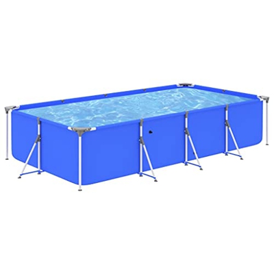 FAMIROSA Piscina con Estructura de Acero Azul 394x207x80 cm-31,7KG