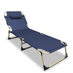 Flexzion - Tumbona para patio, reclinable, plegable, color azul oscuro en oferta
