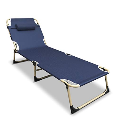 Flexzion - Tumbona para patio, reclinable, plegable, color azul oscuro