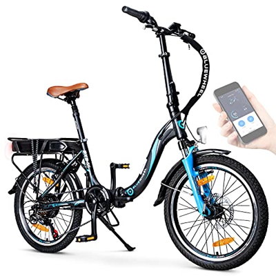 BLUEWHEEL e-Bike 20" Plegable I Marca Alemana de Calidad I Cambios Shimano 7 velocidades I Bicicleta eléctrica Conforme UE con App + Motor de 250 W + 