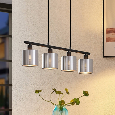 Lindby Joudy colgante, 4 luces, aluminio cepillado