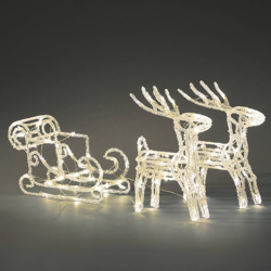 Figura de luz LED Trineo con 2 renos, IP44 características