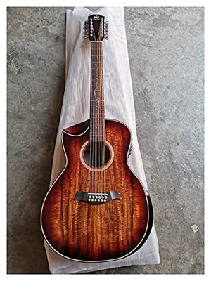 MLKJSYBA Guitarra Guitar LED MANDERA GUITARRES Bevelled CUTWAY CUTWAY 12 String Lefty Acoustic Guitarra eléctrica Adecuado para Jugadores en Todas Las
