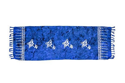 MANUMAR sarong donna non trasparente come mini-gonna (155x55cm) | pareo bambini telo da mare | gonna a portafoglio | foulard leggero azul oscuro sfran