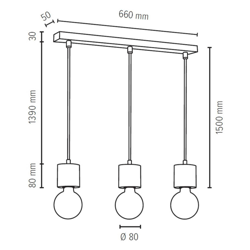 Envolight Terra colgante pino oscuro 3 luces características