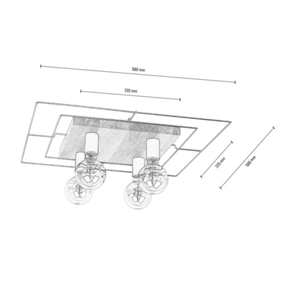 Envolight Bridge plafón, 4 luces, cuadrado
