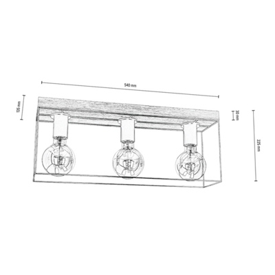 Envolight Gretter plafón, metal/roble, 3 luces